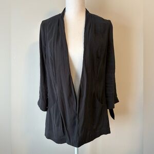 Lauren Conrad Black Open-Front Blazer Small 3/4 Sleeve Tie Detail